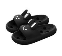Chanclas de baño para mujer, diseño de conejo, pantuflas de baño lindas en nube, zapatillas, zapatillas antideslizantes, zapatillas suaves, pantuflas cozislides, originales, pantuflas de verano, Negro
