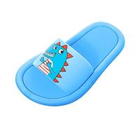Chanclas de baño para niños, 23/24, antideslizantes, ligeras, de secado rápido, cómodas, con puntera abierta, suelas suaves, sandalias de baño, dinosaurios, bonitas sandalias para niños, azul, 28 EU