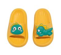 Chanclas de baño para niños, planas, pantuflas de verano, para niños, niñas, ducha, playa, dinosaurios, sandalias ligeras, cómodas, para interiores y exteriores, antideslizantes, 002 Amarillo, 28 EU