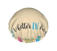 Chanclas de caligrafía para playa, con estampado de varias actividades, gorro de ducha reutilizable, suave y ligero, gorro de baño para el pelo largo