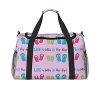 Chanclas de caligrafía para zapatos de playa con estampado amplio espacio, bolsa de viaje de gran capacidad, bolsa de viaje de mano para avión, fin de semana