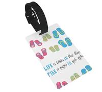 Chanclas de caligrafía para zapatos de playa, etiqueta de equipaje, etiqueta de cuero para bolsa de viaje, maleta