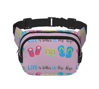 Chanclas de caligrafía, zapatos de playa, con estampado de cintura cuadrada, riñonera de doble capa, riñonera de viaje de moda para hombres y mujeres, Negro -, Talla única