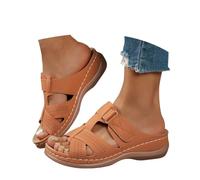 Chanclas de cuña de Piel con calados y Bordados para Mujer Verano, Sandalias Elegantes cómodas, Zapatillas Ideales para Playa, Salidas urbanas y Uso Diario Informal Femenino