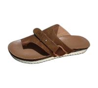 Chanclas de cuña para mujer, con soporte de arco, puntera abierta, ajustables, ortopédicas, antideslizantes, para verano, caminar, playa, ajuste ancho, cómodas, zapatos de mujer del Reino Unido, Brown