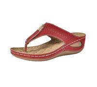 Chanclas de cuña para mujer, con soporte de arco, puntera abierta, ortopédicas, antideslizantes, para verano, caminar, playa, ajuste ancho, ligeras, zapatos de mujer del Reino Unido, Red, 38.5 EU