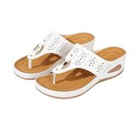 Chanclas de cuña para mujer, con soporte de arco, puntera abierta, suaves, ortopédicas, para verano, playa, antideslizantes, de ajuste ancho, cómodas para mujer del Reino Unido, White, 38 EU