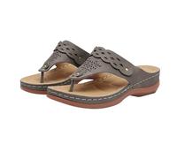 Chanclas de dedo para mujer, de piel, elegantes, para mujer, sandalias de plataforma con soporte de arco, sandalias ortopédicas de verano, informales, tallas grandes, sandalias de verano, cómodas