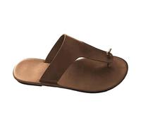Chanclas de dedos para mujer, de piel, para verano, deportes, piscina, playa, comodidad, plataforma, sandalias supercómodas, antideslizantes, de un solo color, ligeras, para el tiempo libre, marrón