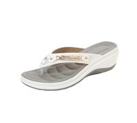Chanclas de ducha para mujer, plateadas, con soporte de arco, planas, antideslizantes, informales, para caminar, verano, playa, cruzadas, ligeras, con tiras, zapatos de primavera, White, 37 EU