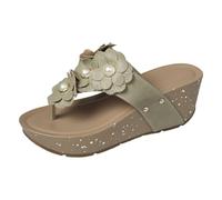 Chanclas de espuma viscoelástica extra gruesas para mujer, sandalias de cuña para caminar, ajuste ancho, sandalias de ajuste ancho, correa ajustable al tobillo con flores, sandalias de plataforma