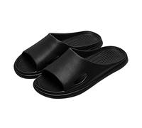 Chanclas de forro polar para hombre y mujer, zapatillas de baño para el hogar, verano, playa, sandalias de casa de fondo plano de color liso, zapatos oferta Lampo, Negro , 40 EU