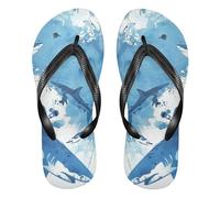 Chanclas de goma con forma de arrecife de acuarela, para hombre, para ducha, alberca, The Blue Sea Sharks Watercolour, X-Large