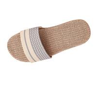 Chanclas de lino para mujer, con correa de garra, puntera abierta, sandalias de verano, transpirables, de lino, para hombre, sandalias negras para mujer, cómodas pantuflas de invitados, azul, 40 EU