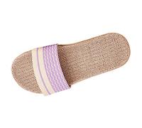 Chanclas de lino para mujer, con correa de garra, puntera abierta, sandalias de verano, transpirables, de lino, para hombre, sandalias negras para mujer, cómodas pantuflas de invitados, Rosa intenso