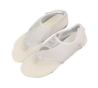 Chanclas de Malla Transpirables y cómodas con Punta de Clip for Mujer, Sandalias Planas de Punta Redonda a la Moda de Verano, Calzado Informal de Playa(White,39EU)