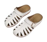 Chanclas de mujer de verano ortopédicas punta cerrada - Zapatos bajos planta ancha, Color blanco., 36 EU