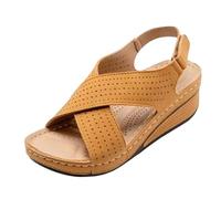 Chanclas de piel para mujer con soporte de arco para playa, yoga, cómodas, antideslizantes, suela de masaje para fascitis plantar, zapatos de verano para mujer, 02 amarillo., 43 EU