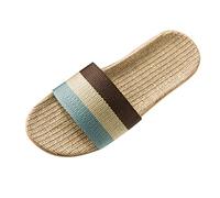 Chanclas De Piscina Mujer Pantuflas de lino para todas las estaciones silenciosas con uela uave absorbentes del sudor transpirables y sin olor Pantuflas algodón y lino Chanclas (Blue #9, 40-41)