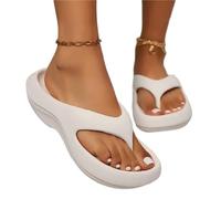 Chanclas de plataforma gruesa de Eva for mujer, sandalias de playa antideslizantes con punta de clip de verano for mujer, zapatillas de suela suave y cómodas para la playa, hacer recados(WHITE,36-37)