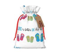 Chanclas de playa con impresión práctica bolsa de Navidad con cordón, 4.7 x 6.9 pulgadas para Navidad Halloween