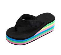 Chanclas de playa para mujer, sandalias de plataforma de tacón de cuña del Reino Unido, cómodas, antideslizantes, con soporte de arco, sandalias de cojín grueso, sandalias clásicas de moda para