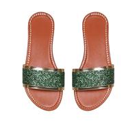 Chanclas de playa para mujer, zapatos de playa para mujer, con lentejuelas, deslizadores al aire libre, zapatillas planas concisas para playa, vacaciones, pantuflas de gran tamaño, sandalias planas