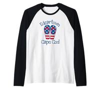Chanclas de playa patrióticas Edgartown Martha's Vineyard Camiseta Manga Raglan
