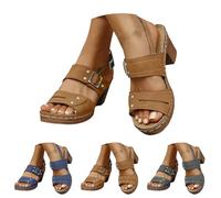 Chanclas de punta abierta, Sandalias de tacón grueso, Zapatos de exterior Cómodos, Claquetas elegantes a la moda, Slippers ligeros casuales, Zapatillas Elegantes, azul, 36 EU