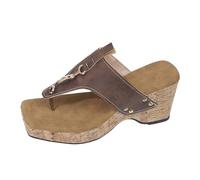 Chanclas de verano con plataforma para mujer, cómodas pantuflas de playa en estilo casual al aire libre, con superficie lisa de alta calidad con tacón en forma de cuña de 8 cm de altura antideslizante