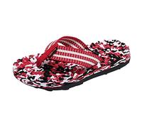 Chanclas de verano de moda para hombre, parte inferior plana, ligeras, cómodas, con patrón de camuflaje, sandalias de playa The Wild One, Red, 40 2/3 EU