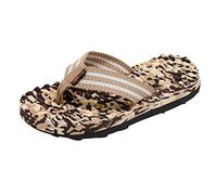 Chanclas de verano de moda para hombre, parte inferior plana, ligeras, cómodas, con patrón de camuflaje, sandalias de playa The Wild One, Khaki, 39 2/3 EU