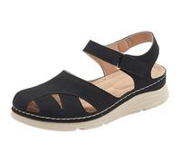 Chanclas de verano ortopédicas de punta cerrada, sandalias de verano para mujer con plataforma zapatos suela antideslizante y plantilla suave sandalia patrón perforado ligero transpirable zapatos