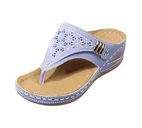 Chanclas de verano para mujer con suela gruesa y diseño de sandalia hueca, calzado casual elegante y cómodo con construcción ventilada, 2 Luz Azul, 39 EU