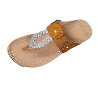 Chanclas de verano para mujer, para uso al aire libre, con flores, gruesas cosidas, de espiga, pantuflas de invierno para mujer, Orange, 39 EU