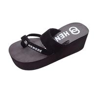 Chanclas de verano para mujer, sandalias negras elegantes, gruesas con cuña antideslizante, zapatillas de playa, abiertas, transpirables, zapatillas de ducha, Negro , 40 EU