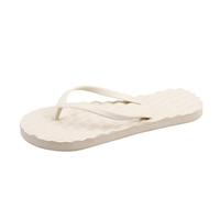 Chanclas delgadas para mujer, playa, vacaciones, chanclas simples, chanclas de goma para deslizarse dentro, zapatos impermeables para mujer, 38, beige, 37 EU