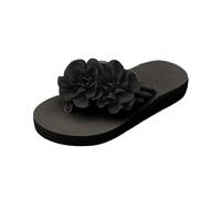 Chanclas elegantes para mujer, sandalias de playa con flores, sandalias antideslizantes de baño, sandalias de verano, sandalias de dedo del pie, pantuflas para pantuflas, Negro , 42 EU