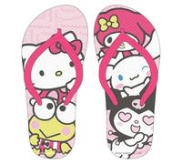 Chanclas Flip Flop Hello Kitty Niña - 100% EVA Ligera y Cómoda, Tira Rosa Fucsia y Suela Rosa, Estampado Multicolor Sanrio, Licencia Oficial, Playa y Piscina