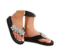 Chanclas Mujer Verano Rhinestone Tacón Cómodo Antideslizante Playa Al Aire Libre, Le Noir, 45 EU