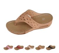 Chanclas ortopédicas de tacón para mujer, sandalias para caminar con soporte de arco y puntera abierta, pantuflas de cuña para interiores, zapatos de playa de verano, zapatos sin cordones con correas