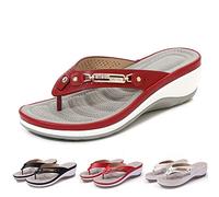 Chanclas ortopédicas para Mujer con Soporte para el Arco, Sandalias para Fascitis Plantar para pies Planos, Sandalias ortopédicas cómodas para Caminar (Color : Red, Size : 39 EU)