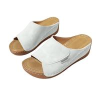 Chanclas ortopédicas para mujer de verano, elegantes, cómodas con cuña antideslizante para fascitis plantar, pantuflas abiertas de piel suave con tacón bajo, ligeras, cómodas para playa, casa y