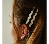 Chanclas para el cabello para mujer con cabello fino, lemas de novia y futura, 2 deslizadores de pelo de resina perlada en blanco y crema, ideales para accesorios de despedida de soltera