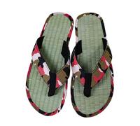 Chanclas para hombre - Zapatillas de estar por casa para hombre, pantuflas de paja de bambú, antideslizantes, de verano, antisudor, transpirables, chanclas de baño, Rojo sandía, 42 EU