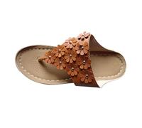 Chanclas para mujer, 39 Peep Toe, pantuflas con separador de dedos Slip-On con estampado floral, sandalias de dedos ligeras, cómodas pantuflas de playa, transpirables, antideslizantes, zapatos