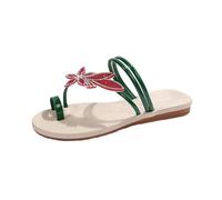 Chanclas para mujer, brillantes, planas, antideslizantes, para playa, sandalias cómodas y ligeras para mujer, con suela antideslizante, zapatos de interior y exterior, verde, 36 EU
