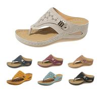 Chanclas para mujer con plantilla, chanclas para mujer con suela gruesa, sandalias de cuña para mujer, sandalias de cuña, sandalias transpirables para mujer, estilo bohemio, pantuflas de verano