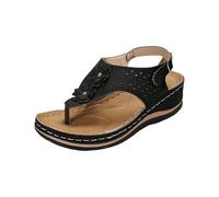 Chanclas para mujer con tacón de cuña de piel, sandalias de flores, puntera abierta, plantilla de corcho, separadores de dedos, sandalias de plataforma para exteriores, sandalias casuales de playa