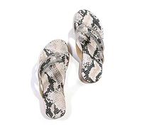 Chanclas para mujer, diseño de piel de serpiente, decoración de cristal, parte inferior plana, antideslizantes, con clip, para exteriores, playa, caminar, camping, senderismo, natación, deslizadores